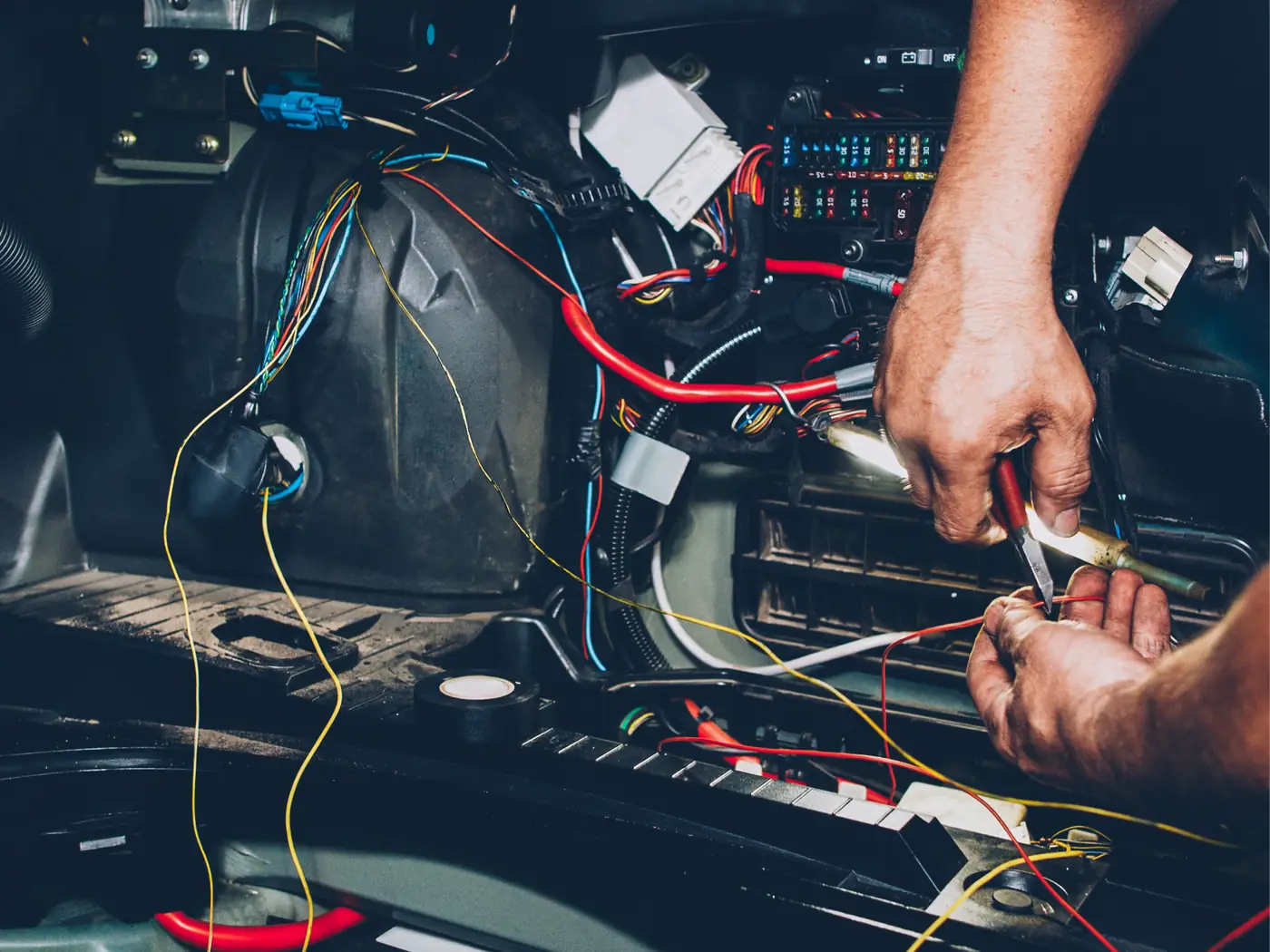 Onsite wiring harness installation on heavy vehicle